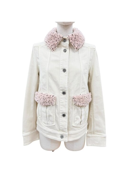 Chanel Jackets & Blazers - Chanel Mini Coco Button with Stone Fleece Denim Jacket Ivory 34